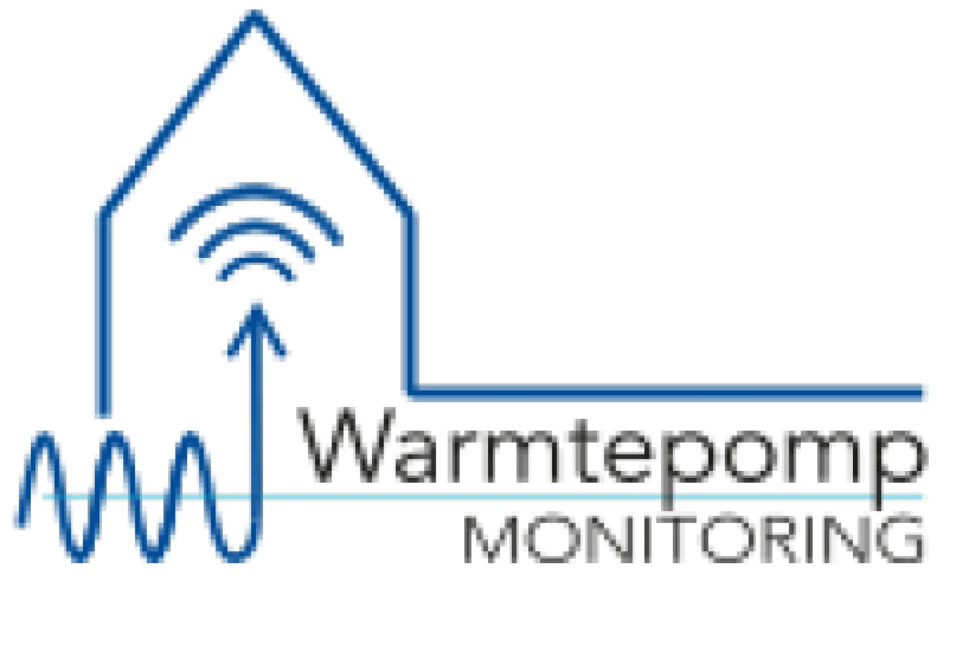 Logo van Warmtepomp Monitoring met een huis en draadloos symbool.
